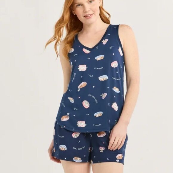 Women's Joyspun Dog Gone Tired Sleepwear Set Sz L - Picture 1 of 6